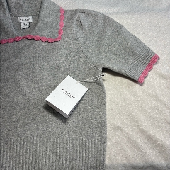Song of Style Grey Short Sleeved Sweater NWT Size L - Picture 3 of 6